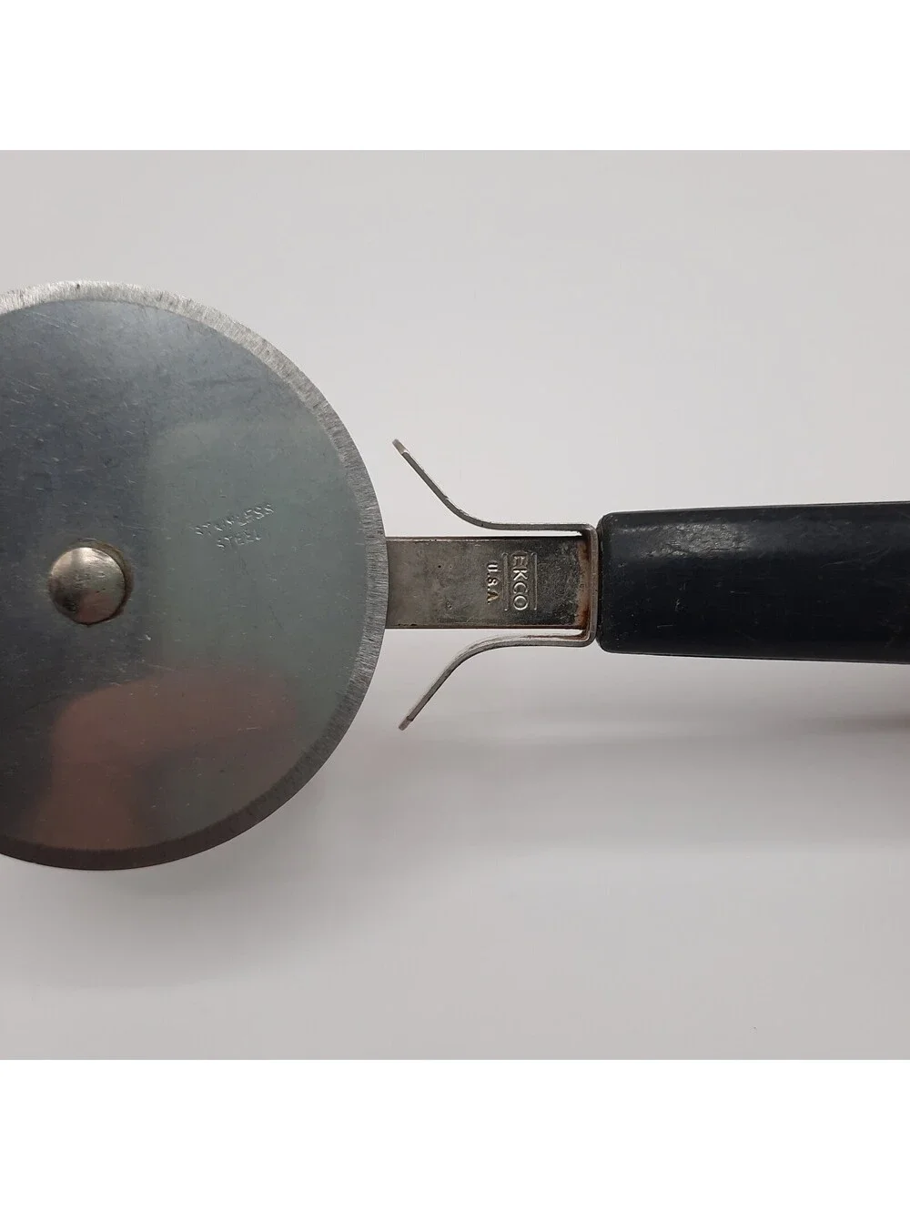 Vintage Ekco Pizza Cutter With Black Handle Stainless Steel USA Made